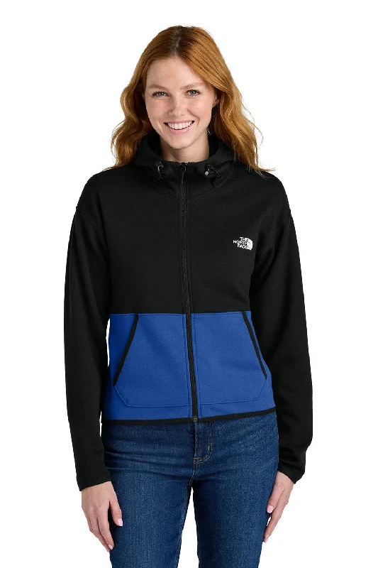 The North Face Womens Double Knit Full Zip Hooded Sweatshirt Hoodie w/ Pockets - Blue/Black - New Hoodie with Relaxed Fit Easy Casual