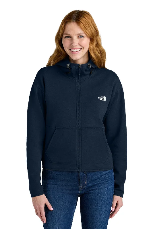 The North Face Womens Double Knit Full Zip Hooded Sweatshirt Hoodie w/ Pockets - Summit Navy Blue - New Hoodie with Reflective Safety Nightwear