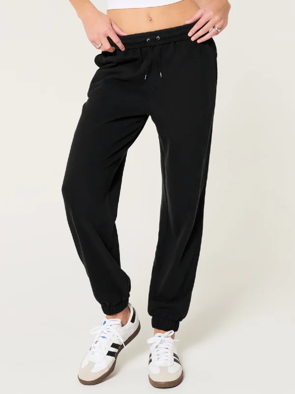 WOMEN'S JET BLACK FLEECE JOGGER PANT Warm Wool Trousers