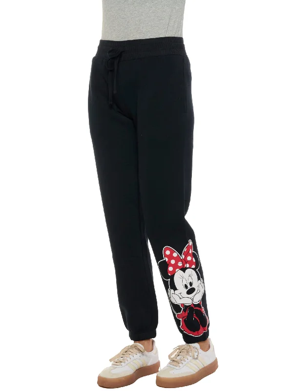 Womens Minnie Mouse Jogger Pants Lounge Wear Pockets bottom Cuff Disney Casual Drawstring Pants