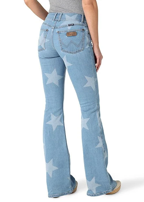 112328735 Wrangler Women's Mid rise Flair mae jean Comfortable Full-Length Denim Jeans