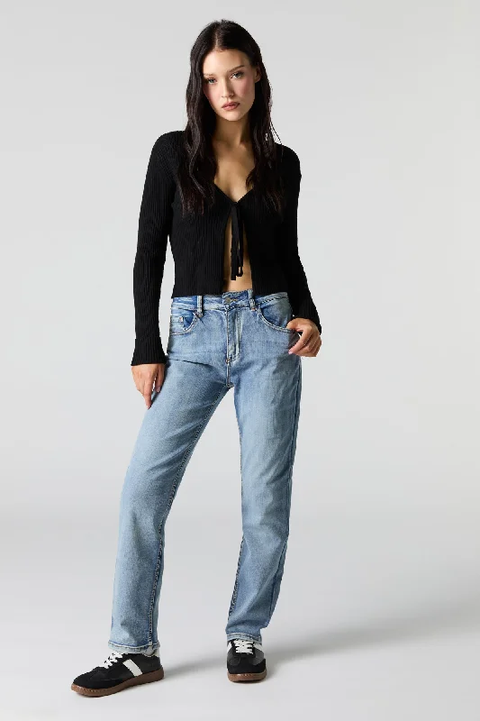 Straight Leg Jean Fashionable Button-Front Jeans