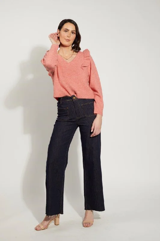 70S JEAN Trendy Wide-Legged High-Waist Jeans