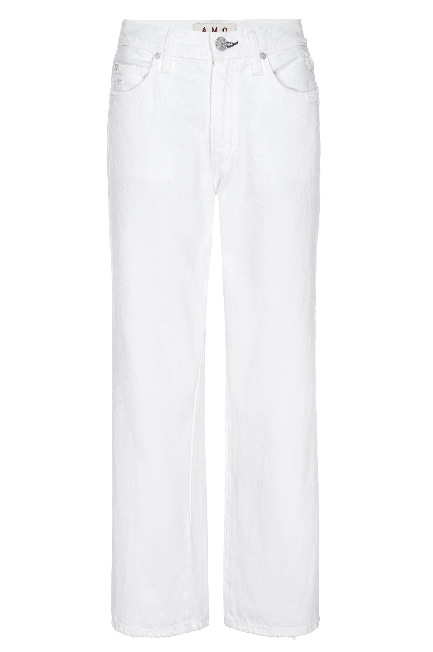 AMO Billie Jean White Fashionable Raw Edge Jeans