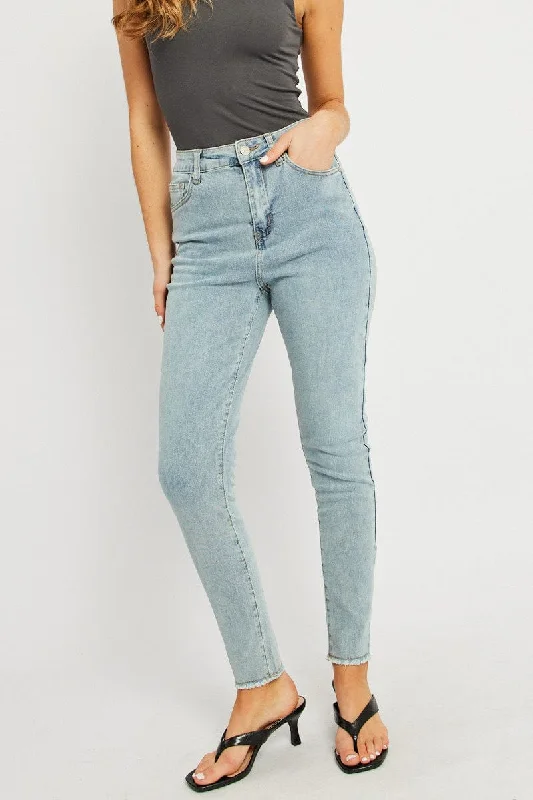 Denim Skinny Jean High Rise Chic Ripped Jeans