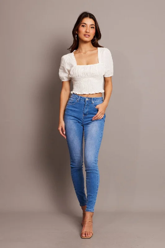 Denim Skinny Jean High Rise Trendy Flared Leg Jeans