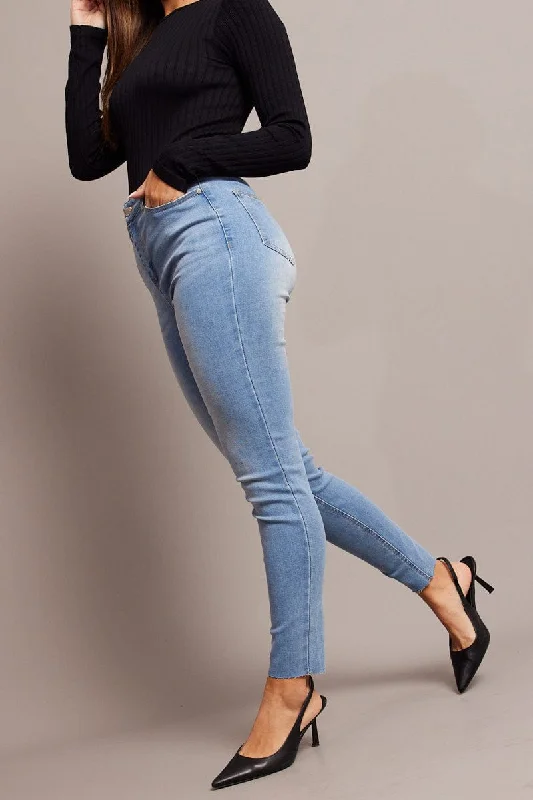 Denim Skinny Jean High Rise Casual Distressed Denim Jeans