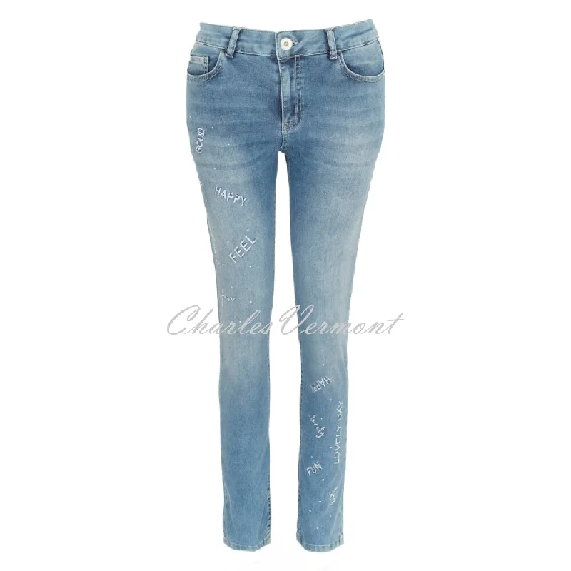 Dolcezza 'Happy' Jean With Diamante Detail - Style 24301 Comfortable Dark Wash Jeans