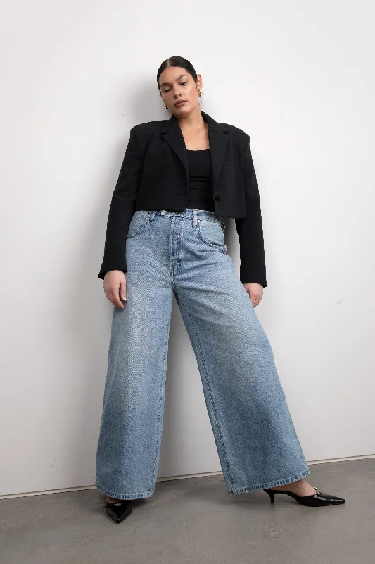 EXTRA BAGGY WIDE LEG UTILITY JEAN Trendy Button-Up High-Waist Jeans