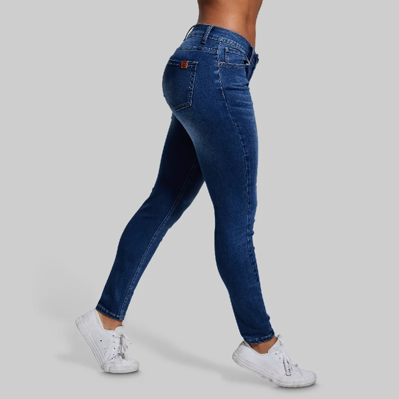 FLEX Stretchy Mid-Rise Skinny Jean (Dark Wash) Stylish Tapered Fit Jeans