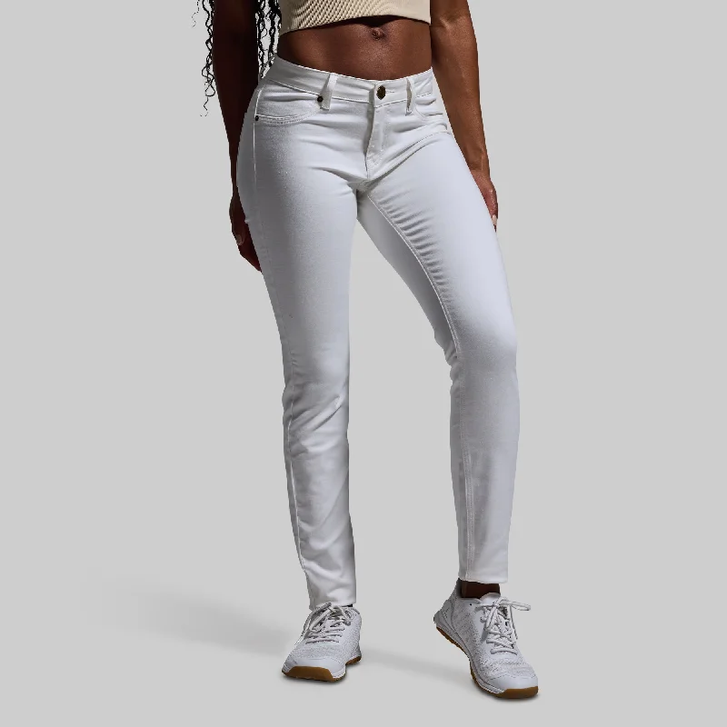 FLEX Stretchy Mid-Rise Skinny Jean (White) Classic Slim Fit Jeans