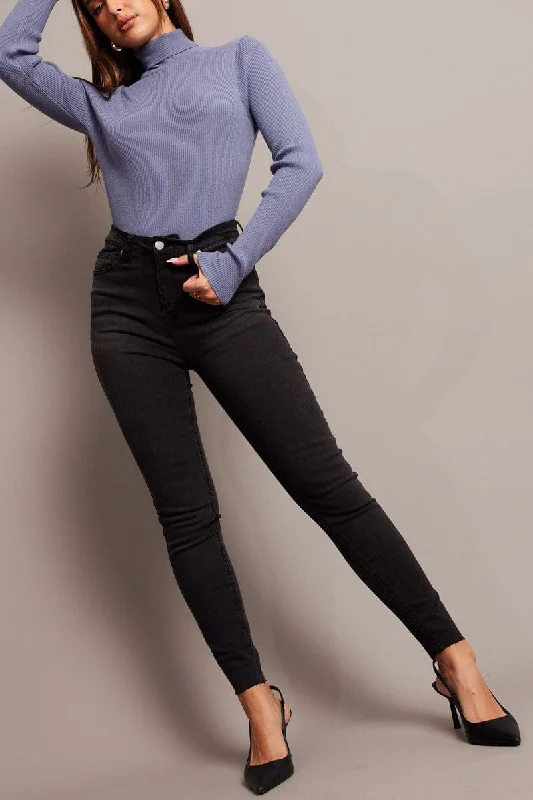 Grey Skinny Jean High Rise Trendy Vintage Denim Jeans