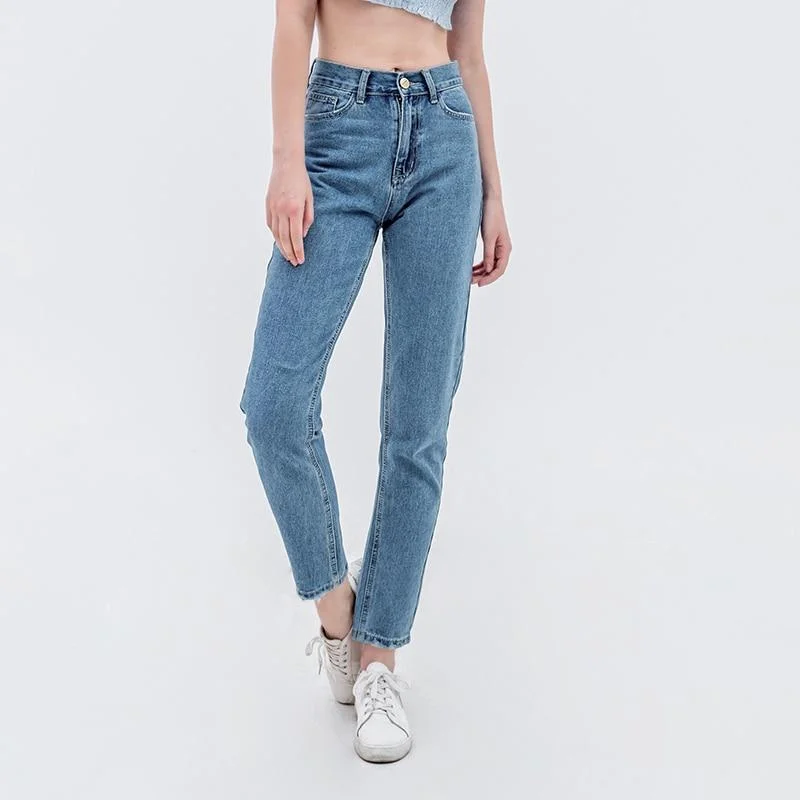 Harem High Waist Blue Straight Jean Cozy Relaxed Fit Denim Jeans