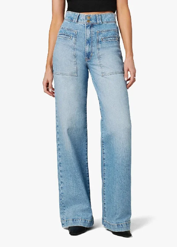 Jean Joe's The Jane Talle Super Alto Ancho Debajo Con Stretch Fashionable Raw Hemmed Jeans