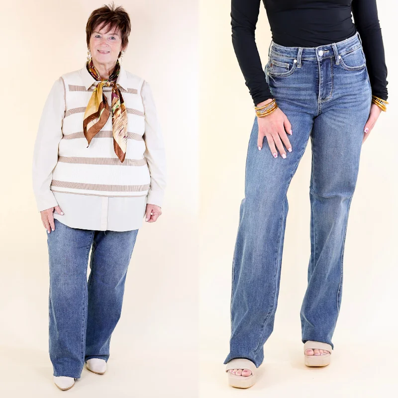 Judy Blue | Classic Confidence Tummy Control Vintage Straight Leg Jean in Medium Wash Trendy Plus Size Jeans