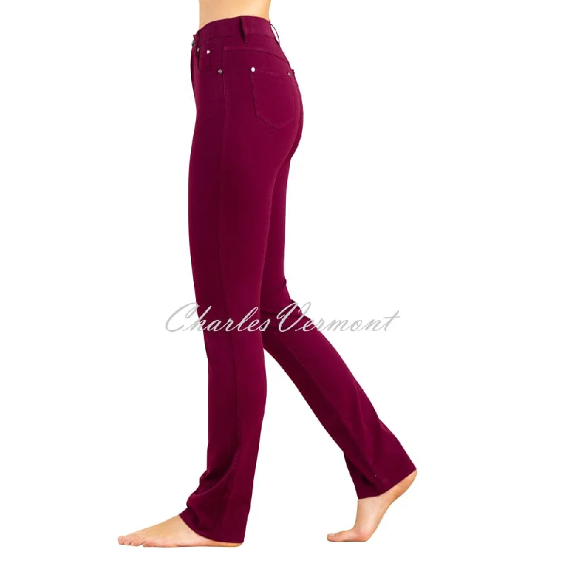 Marble Full Length Straight Leg Jean - Style 2403-205 (Berry) Elegant Dark-Wash Bootcut Jeans