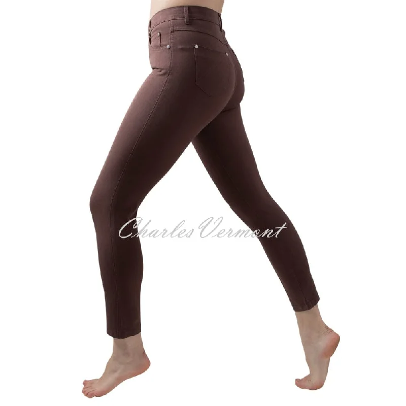 Marble 7/8th Ankle Grazer Slim Leg Jean - Style 2400-220 (Chocolate) Stylish High-Waist Jeans