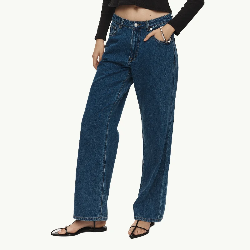 Wide Leg Jean - Heritage Blue Chic Rolled Cuff Denim Jeans