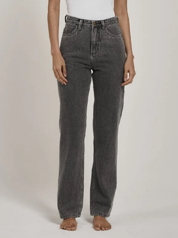 Pulp Jean - Asphalt Grey Trendy Wide-Legged High-Waist Jeans