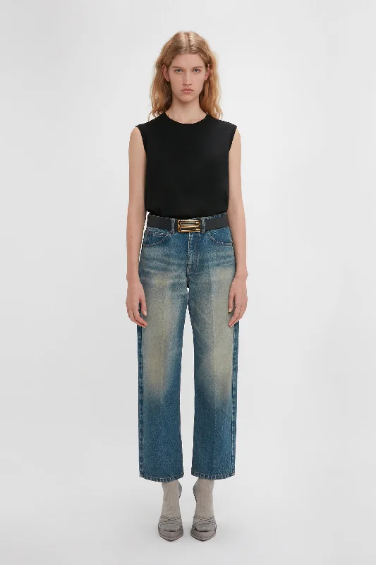 Relaxed Straight Leg Jean In Antique Indigo Wash Trendy Low-Rise Bootcut Jeans