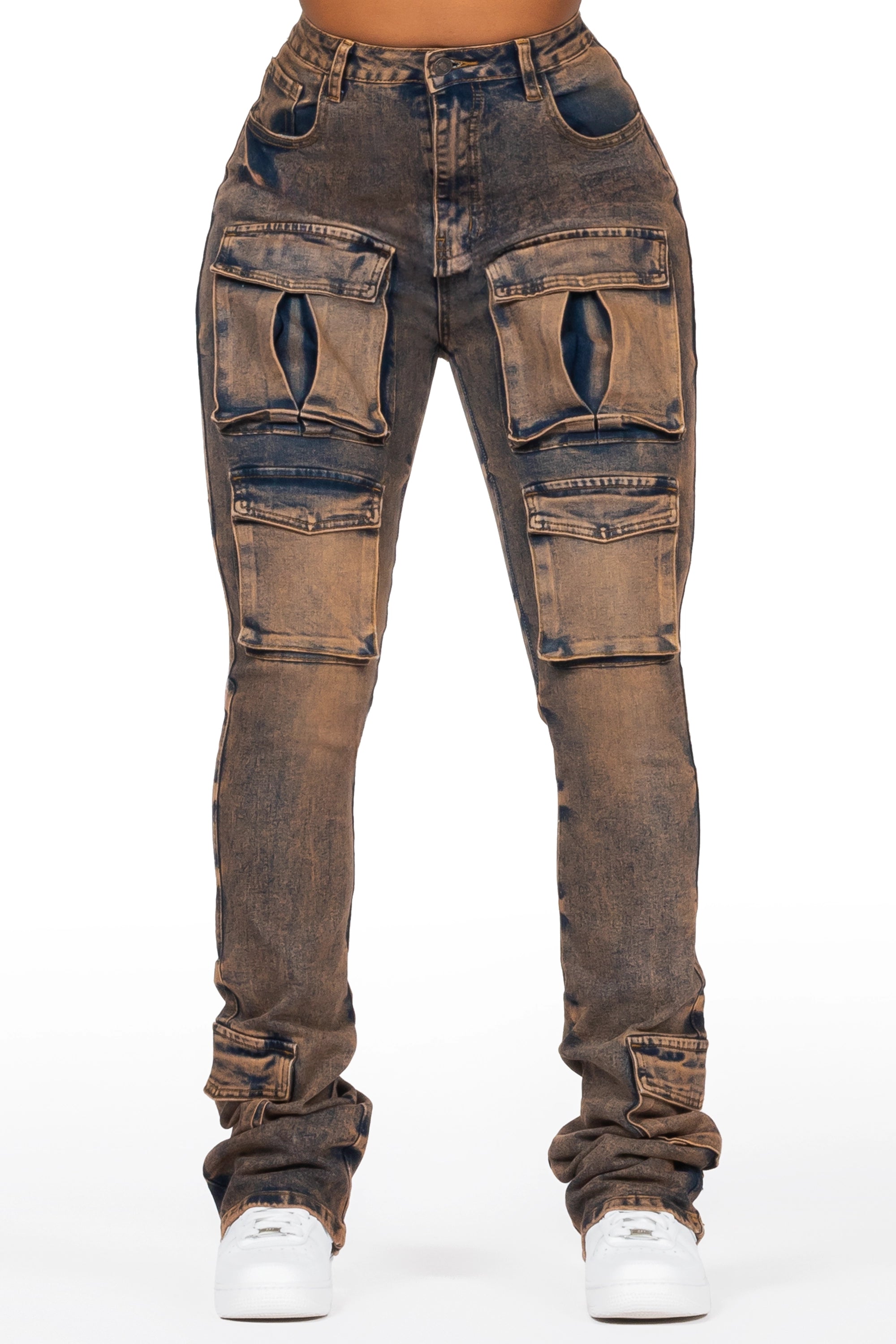 Angella Copper Cargo Super Stacked Jean Trendy Classic Fit Jeans