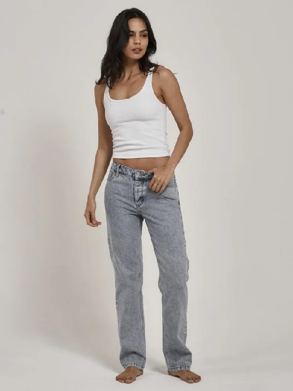 Saskia Low Straight Jean - Garage Blue Stylish High-Waist Skinny Denim