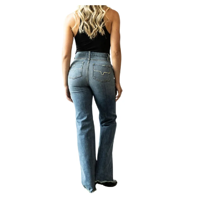 Women's Blue Olivia High Rise Wide Leg Jean by Kimes Ranch Trendy Plus Size Jeans