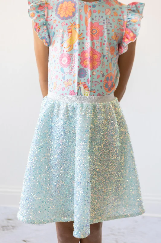 SALE Aqua Sequin Twirl Skirt summer skirt style