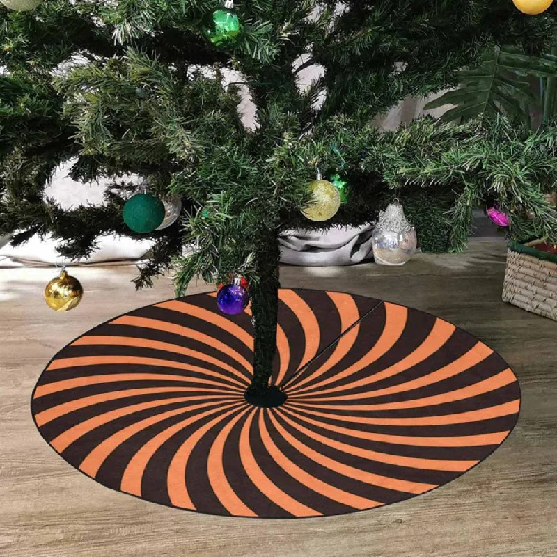 Black&Orange Stripes Christmas Tree Skirt chiffon skirt airy