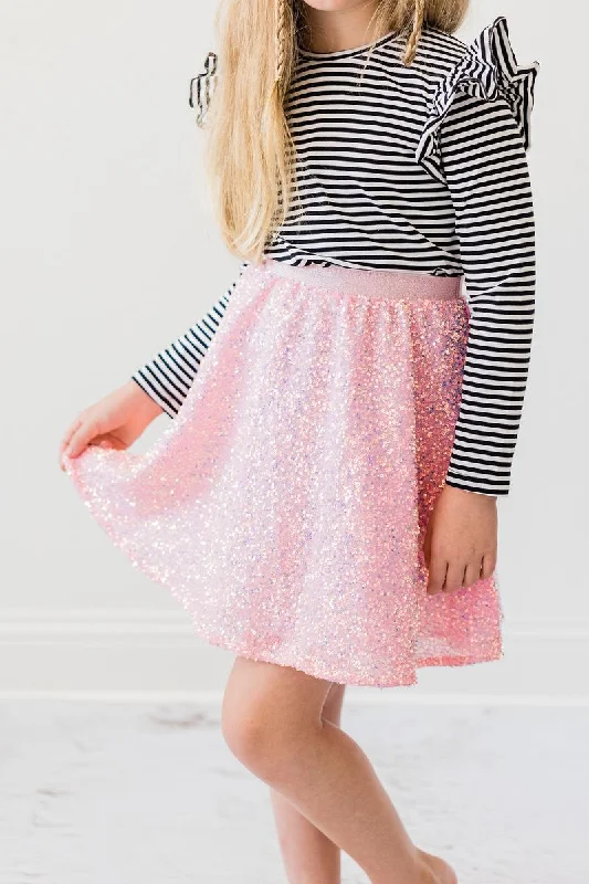 SALE Bubblegum Pink Sequin Twirl Skirt linen skirt airy