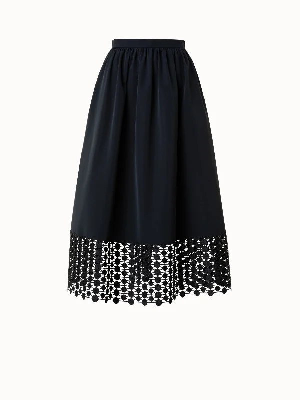 Cotton Poplin Skirt with Kaleidoscope Dot Embroidery elastic waist skirt