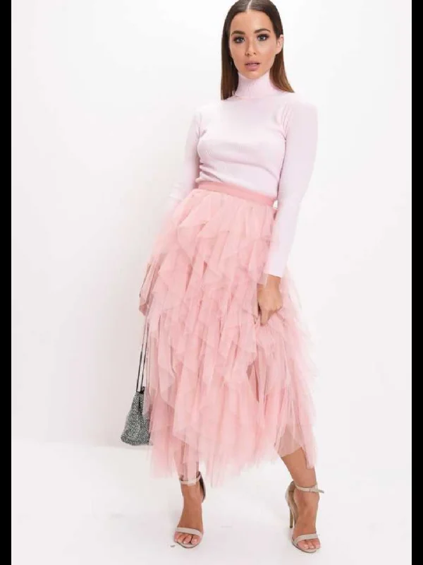 TANDUL  Women Solid A-line Pink Skirt silk skirt lustrous