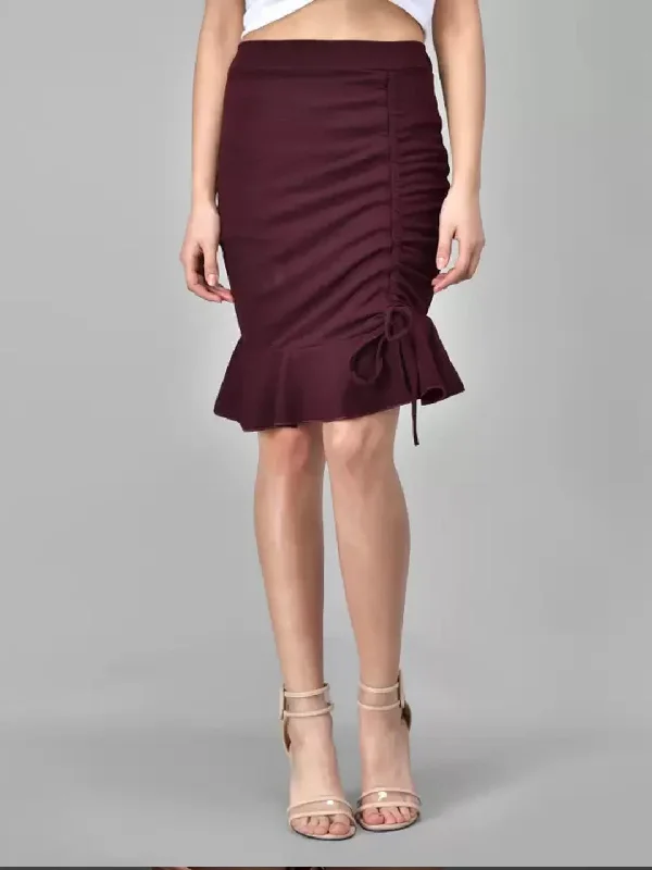 TANDUL  Women Solid Pencil Maroon Skirt boho skirt vibe