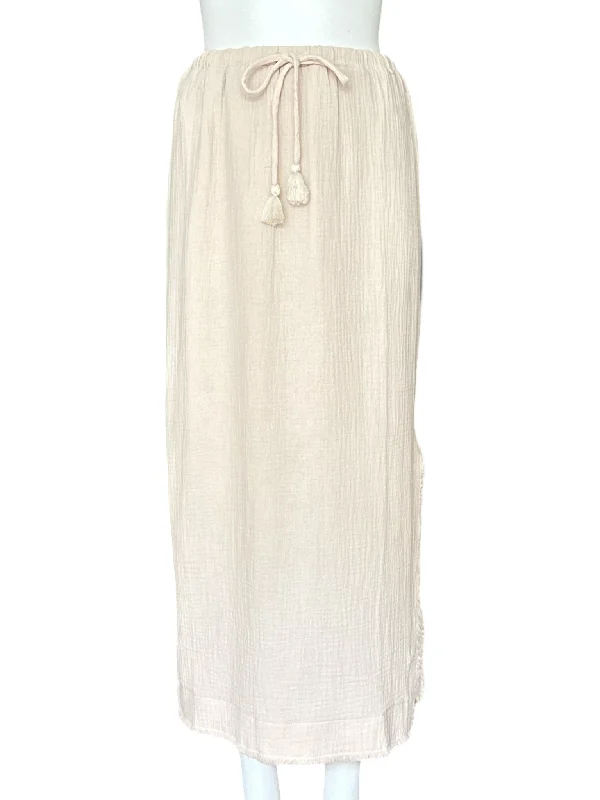 Fringe Side Slit Skirt / Ivory lace skirt romantic