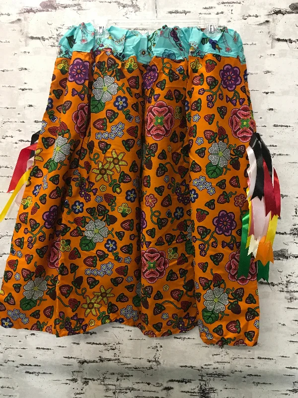 Handmade Orange Berry Pop & Turquoise Beaded Floral Animals Trim Ribbon Skirt mini skirt trendy