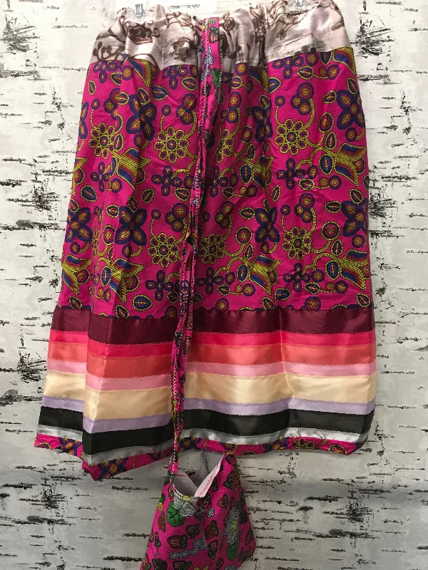 Handmade Magenta Beaded Blackfoot & Satin Birch Buffalo w/ Bag Ribbon Skirt high waist skirt