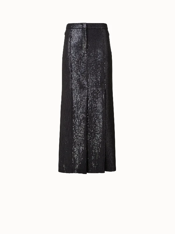 Long Sequin Covered Silk Skirt silk skirt smooth