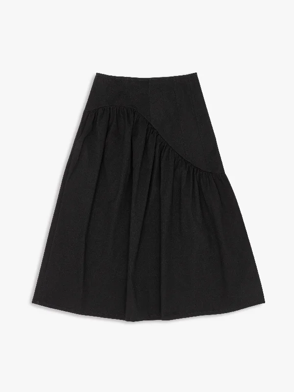 Maeve Midi Skirt - Caviar Twill zip skirt side