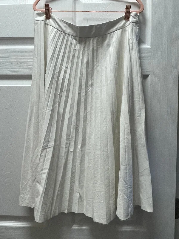 Maison White Faux Leather Pleated Skirt Sz L linen skirt light