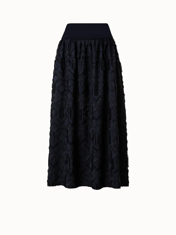 Maxi Skirt with Fringe Embroidery lightweight skirt design