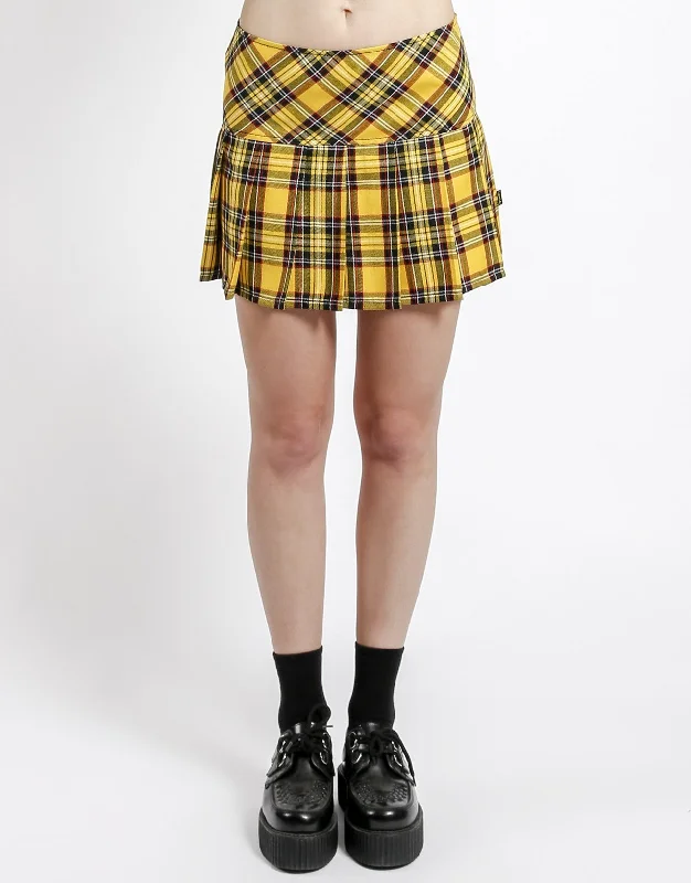 PLEATED SKIRT YELLOW PLAID high waist skirt