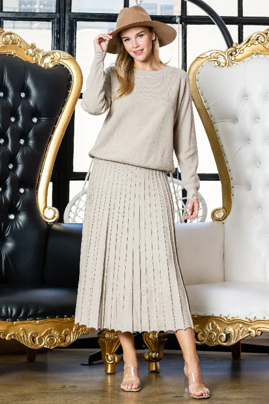 Sanaa Knitted Ribbed Skirt linen skirt relaxed