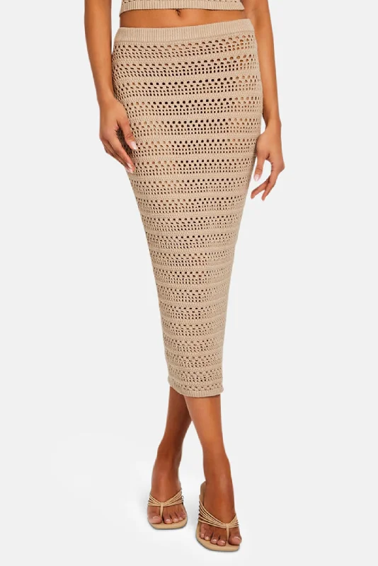 Marjorie Knit Crochet  Maxi Skirt Oxford leather skirt modern