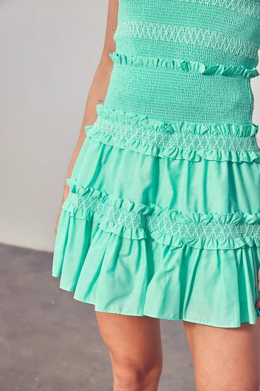 Sky Tiered Ruffle Skirt a-line skirt cut