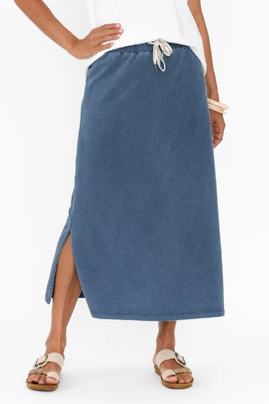 Travel Blue Cotton Maxi Skirt leather skirt bold